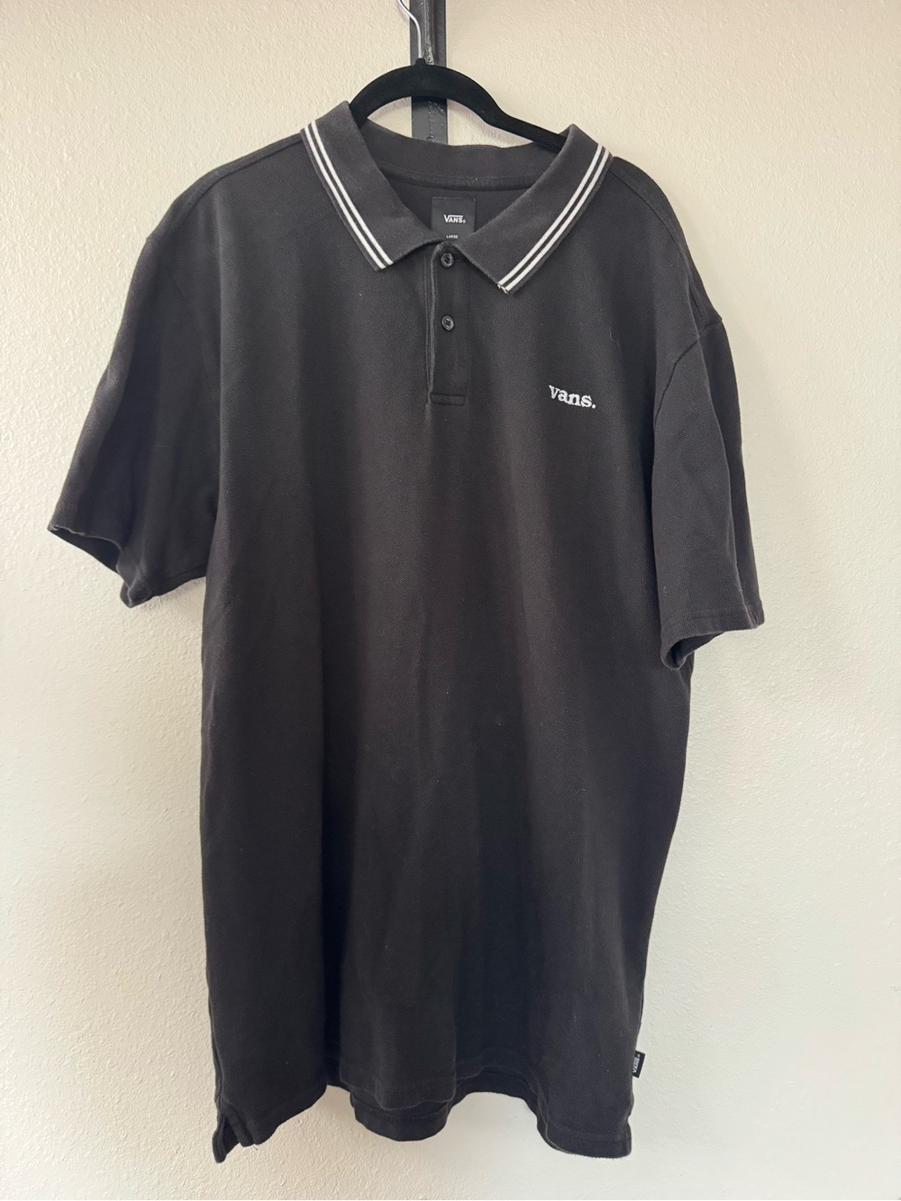 Vans Black Polo with White-Trim Collar